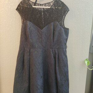City Chic Lace & Jacquard Fit & Flare Dress XXL
